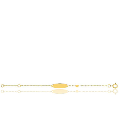 Gourmette Bébé Cœur, Or jaune 750, 12 à 14cm - Bambins