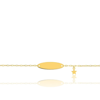 Gourmette Bébé Etoile, Or jaune 750, 12 à 14cm - Bambins