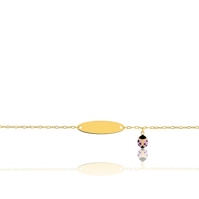 Gourmette Bébé Coccinelle, Or jaune 750 & Email, 12 à 14cm - Bambins