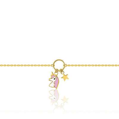 Bracelet Enfant Licorne, Or jaune 750 & Email - Bambins