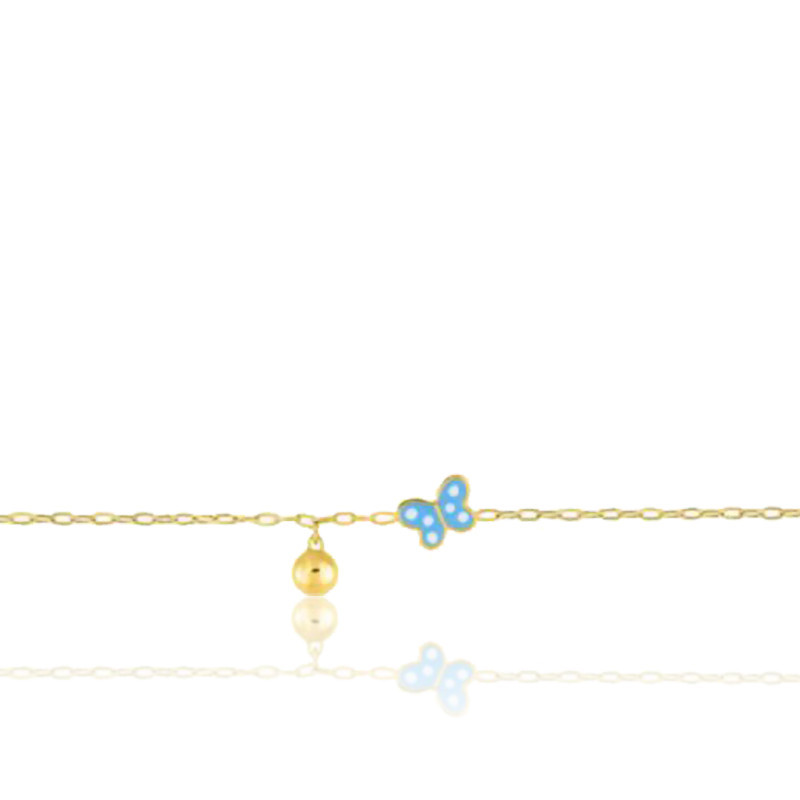 Bracelet en or jaune Papillon pour enfant 