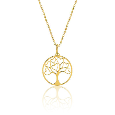 Collier Arbre de Vie Cœurs, Or jaune 750 - Emanessence