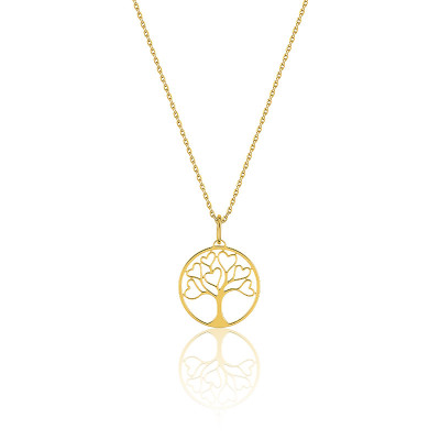 Collier Arbre de Vie Cœurs, Or jaune 750 - Emanessence
