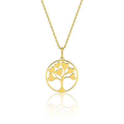 Collier Femme Arbre de Vie Cœurs, Or jaune 750 - Emanessence
