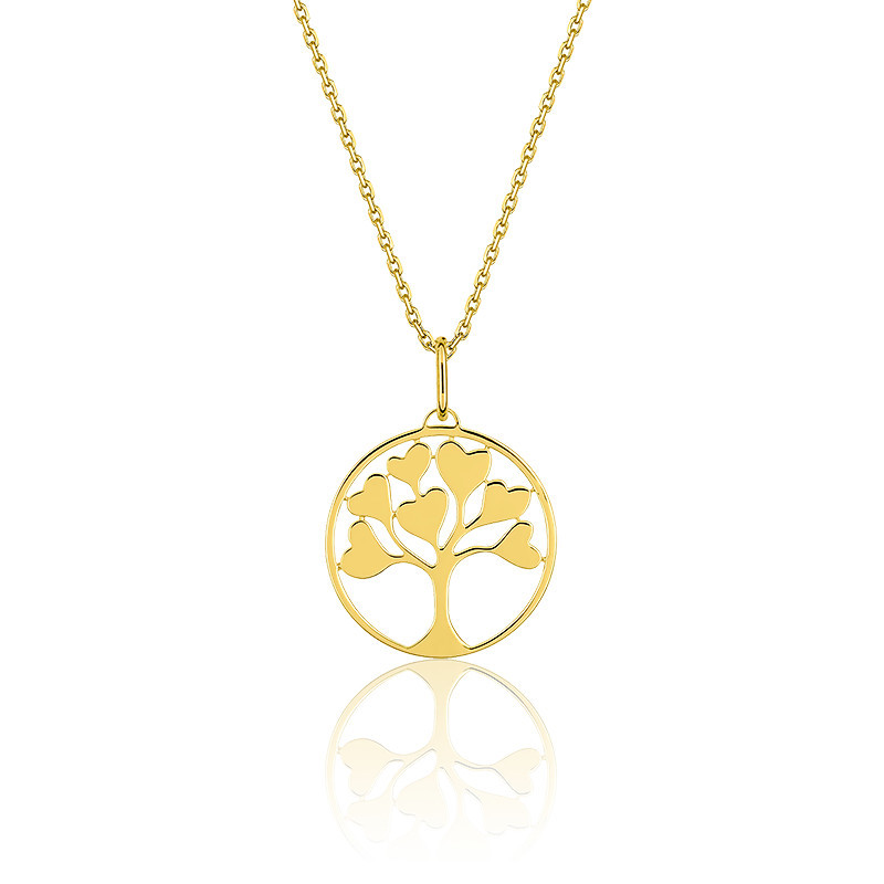 Collier Femme Arbre de Vie Cœurs, Or jaune 750 - Emanessence