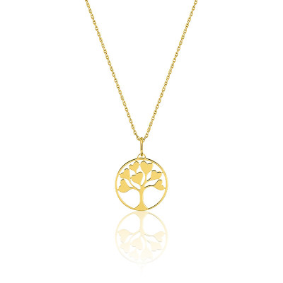 Collier Femme Arbre de Vie Cœurs, Or jaune 750 - Emanessence