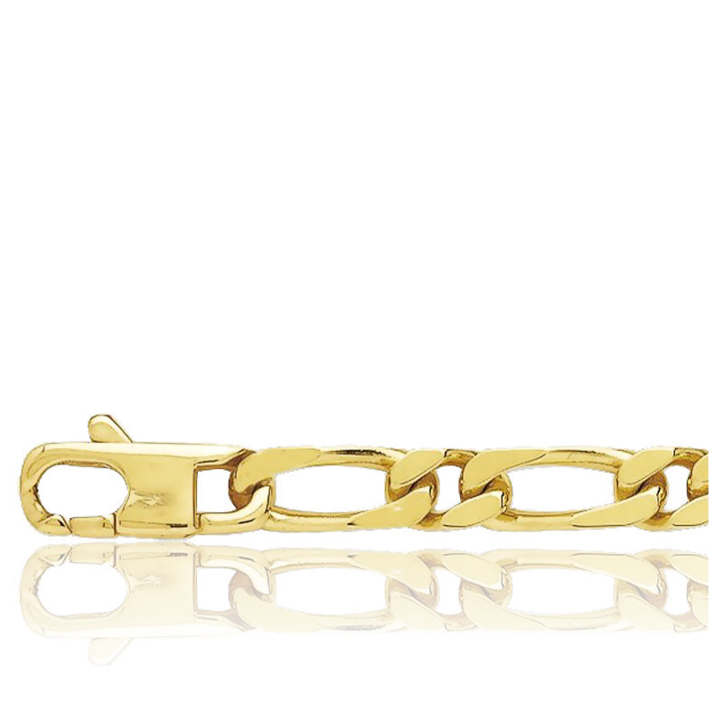 Bracelet Maille Cheval Alternée Ultra-Plate, Or Jaune 750, 21 cm - Manillon