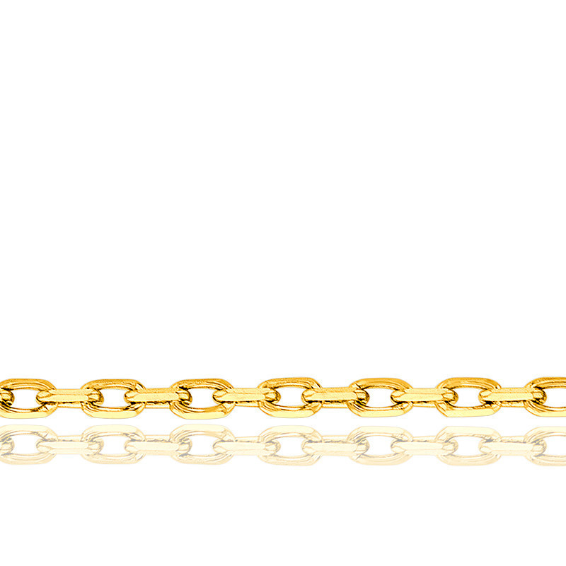 Chaîne maille forçat diamantée, Or jaune 18 carats, 42 cm - Manillon