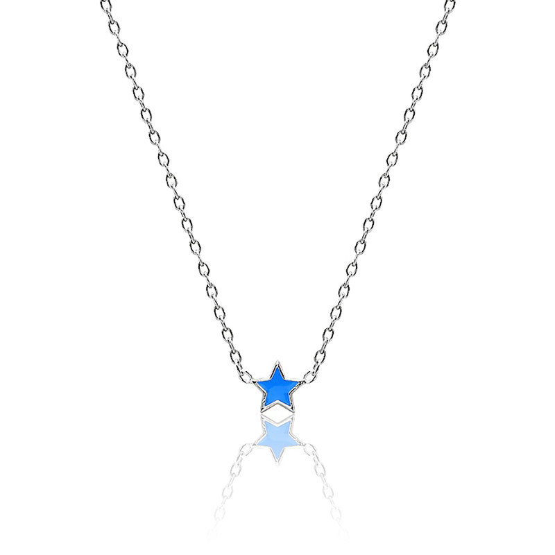 Parure Bijoux Argent 925 – Collier Et Bracelet étoile Bleue – Style Vintage