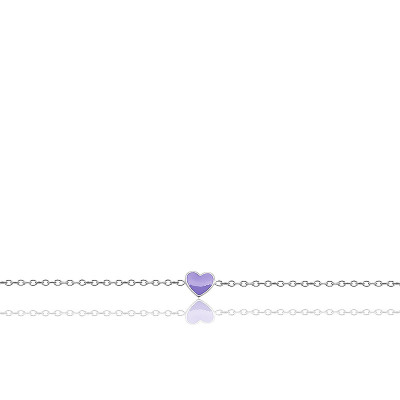 Bracelet Cœur, Laque Violette & Argent Rhodié 925 - Bambins