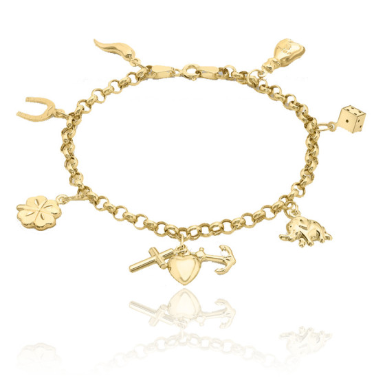 Bracelet Charms PorteBonheurs, Or jaune 375 Emanessence