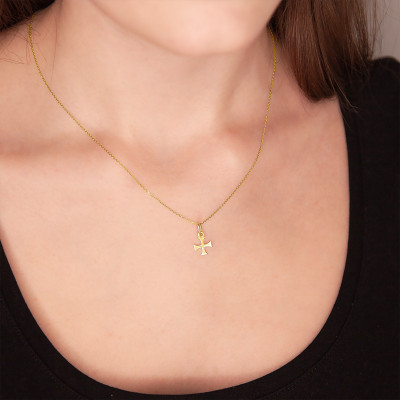 Pendentif Croix des Templiers, Or Jaune, 9x9mm - Vandona