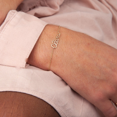 Bracelet Personnalisé Prénom Fil, Or Jaune 375, 15 à 16 cm - Emanessence