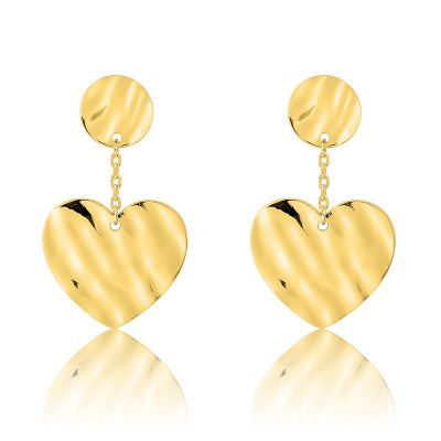 Boucles d'oreilles Pendantes Coeurs, Plaqué Or Jaune - Emanessence
