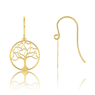 Boucles d'oreilles Arbre de Vie Ajouré, Plaqué Or Jaune - Emanessence