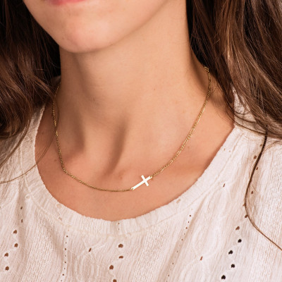 Collier Croix Maille Cheval, Or jaune 750 - Vandona