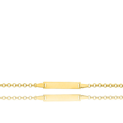 Gourmette Enfant Maille Jaseron, Plaqué Or Jaune, 13 à 15cm - Bambins