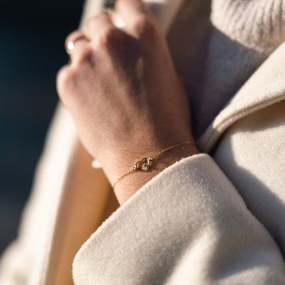 Bracelet Coeur, Or Jaune 375 & Emeraude - Emanessence