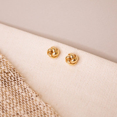 Boucles d'oreilles rondes croisées 10 mm, Or jaune 375 - Emanessence