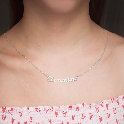 Collier Prénom Personnalisé, Or Blanc 750, 38 à 42cm - Rosatella