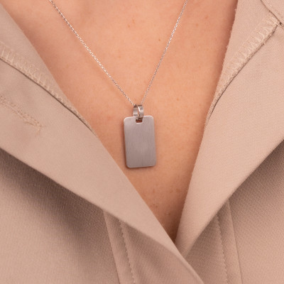 Pendentif Plaque Rectangulaire Arrondie, Argent 925, 22x14mm - Emanessence
