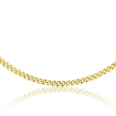 Chaîne Gourmette Diamantée 51 cm, Or Jaune 375 - Manillon
