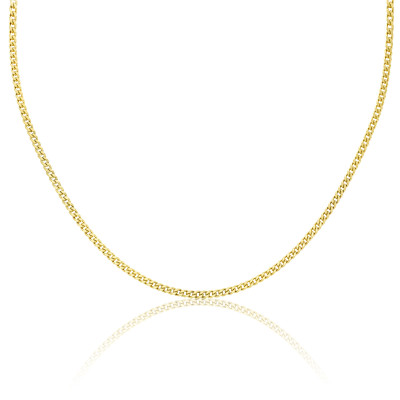 Chaîne Gourmette Diamantée 51 cm, Or Jaune 375 - Manillon