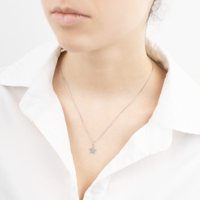 Pendentif étoile, Or blanc - Emanessence