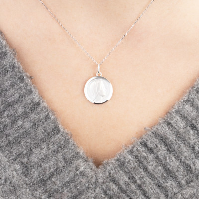 Médaille Profil Sainte Vierge, Argent, 16mm - Emanessence