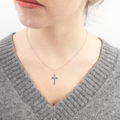 Pendentif Croix Biseautée, Argent 925, 20x14mm - Emanessence