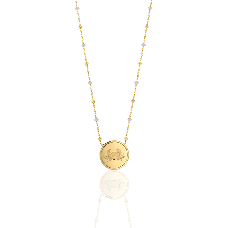 Pendentif Médaille Signe Du Zodiaque Cancer – En Argent Sterling – Occasion – Neuf De Fond