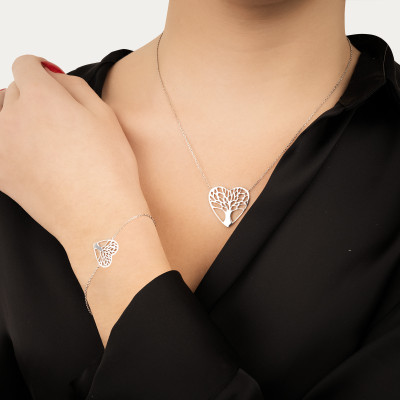 Bracelet Coeur Arbre de vie Ajouré, Argent 925 - Naïades