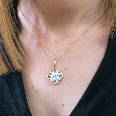 Pendentif Camée Fleurs, Argent 925 Rose Doré - Emanessence