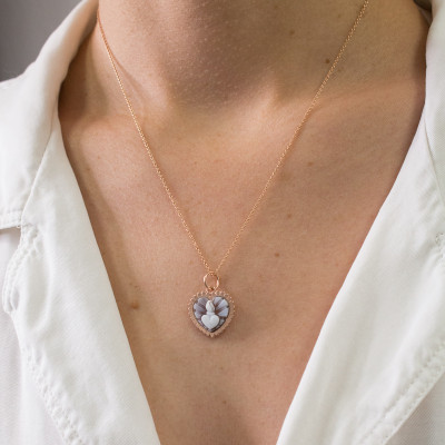 Pendentif Camée Coeur, Argent Rose Doré - Emanessence