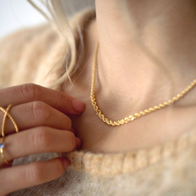 Chaine Chute Maille Corde, Or jaune 750, 42 cm - Manillon