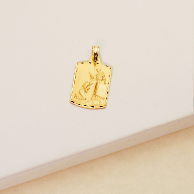 Médaille Saint François d'Assise, Or jaune 750, 20x14mm - Lumiosa