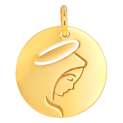 Médaille Vierge Marie Auréolée ajourée, Or jaune, 15mm - Rosatella