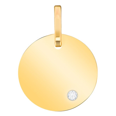 Médaille Plaque ronde à graver, Or jaune, 15mm - Emanessence