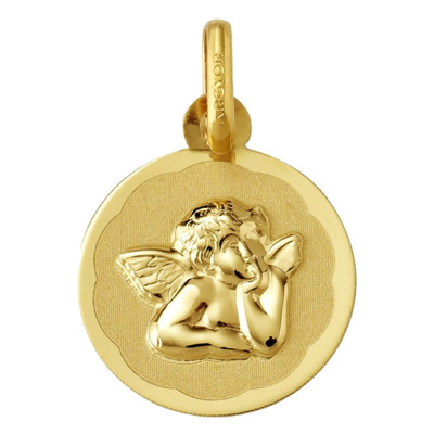 Médaille Ronde Ange Raphaël, Or jaune 375, 13mm - Argyor