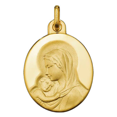 Médaille Vierge à l'Enfant, Or jaune 375, 17mm - Argyor