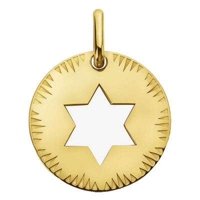 Médaille Etoile de David Ajourée, Or jaune 750, 16mm - Augis