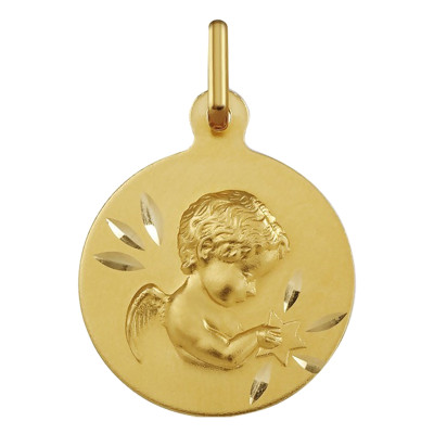 Médaille Ange à l'Etoile, Or jaune 750, 16.50 mm - Argyor