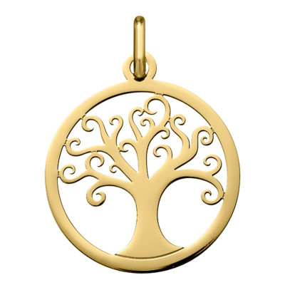 Médaille Arbre de Vie ajouré travaillé, Or jaune 750, 20mm - Argyor