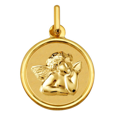 Médaille Ronde Ange Raphaël, Or jaune 750, 15mm - Argyor