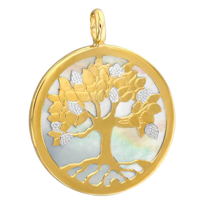 Médaille Arbre de Vie, 2 Ors 750 & Nacre, 17 & 23mm - Vandona