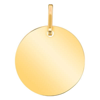 Médaille Ronde polie à graver, Or jaune 750, 18mm - Emanessence