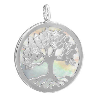 Médaille Arbre de Vie, Nacre & Or blanc 375, 17 & 23mm - Vandona