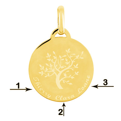 Médaille Arbre de vie Gravable, Or jaune, 22mm - Lumiosa