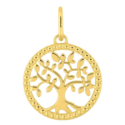 Médaille Arbre de Vie Perlée, Or jaune 750, 12mm - Emanessence