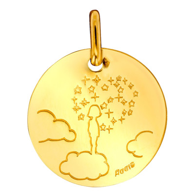 Médaille Petite Fille sur son Nuage, Or Jaune 750, 16mm - Augis